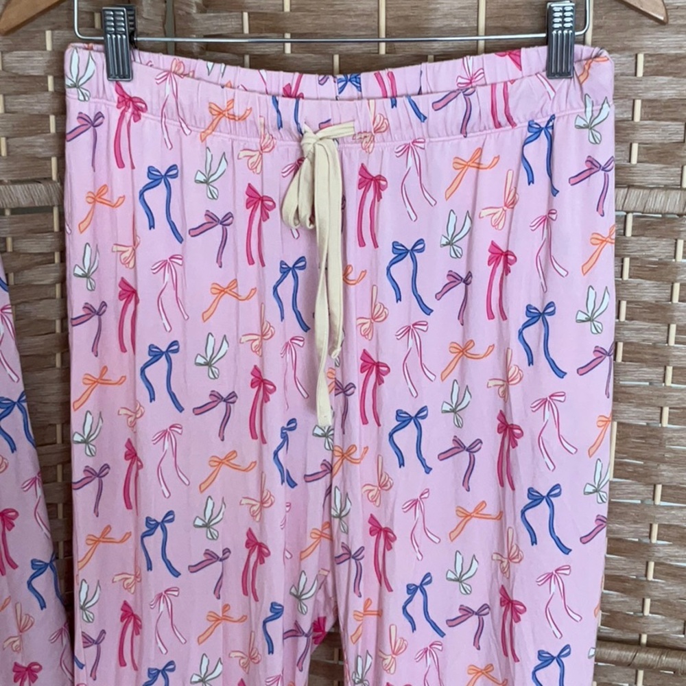 In My Jammers Pink Bow Print Ruffle Two-Piece Pajama Set - Picture 8 of 9